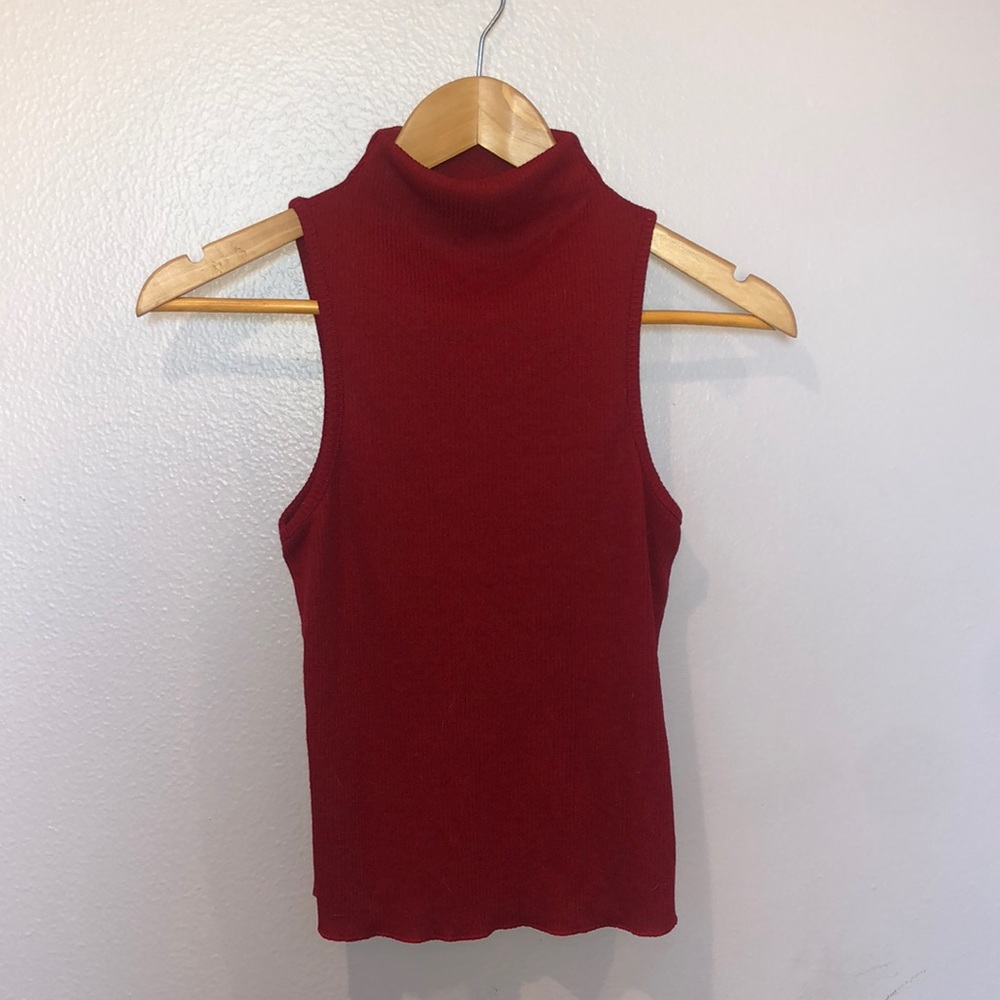Topshop Red Mock Turtleneck